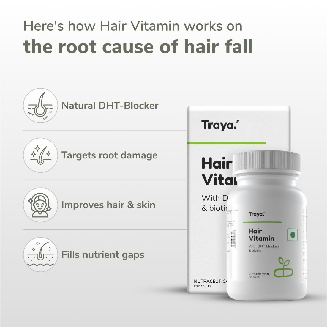 Traya Hair Vitamins with Biotin and Bhringraj Capsules