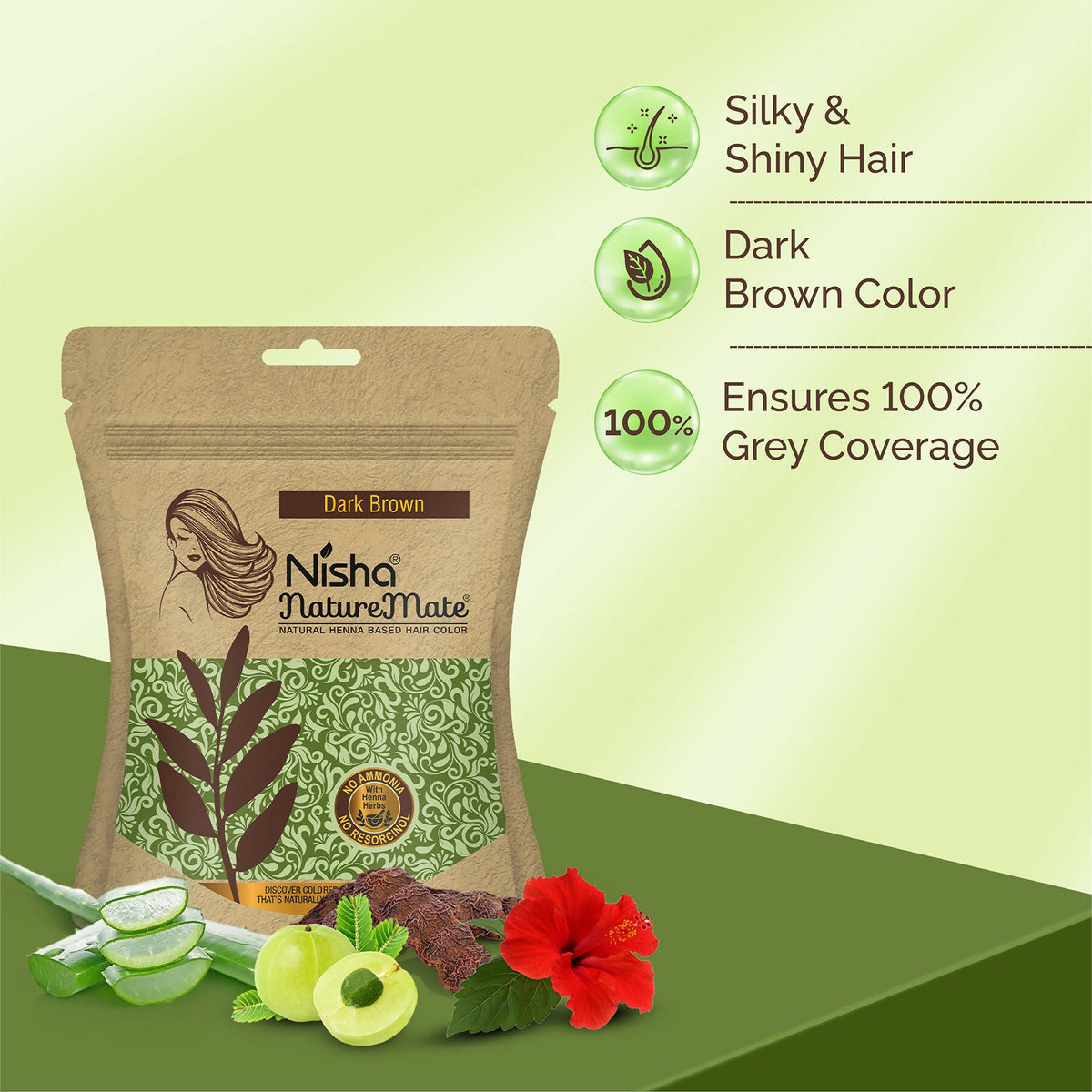 Nisha Hair Colour for Women-Dark Brown|100% Pure Henna-Based Powder