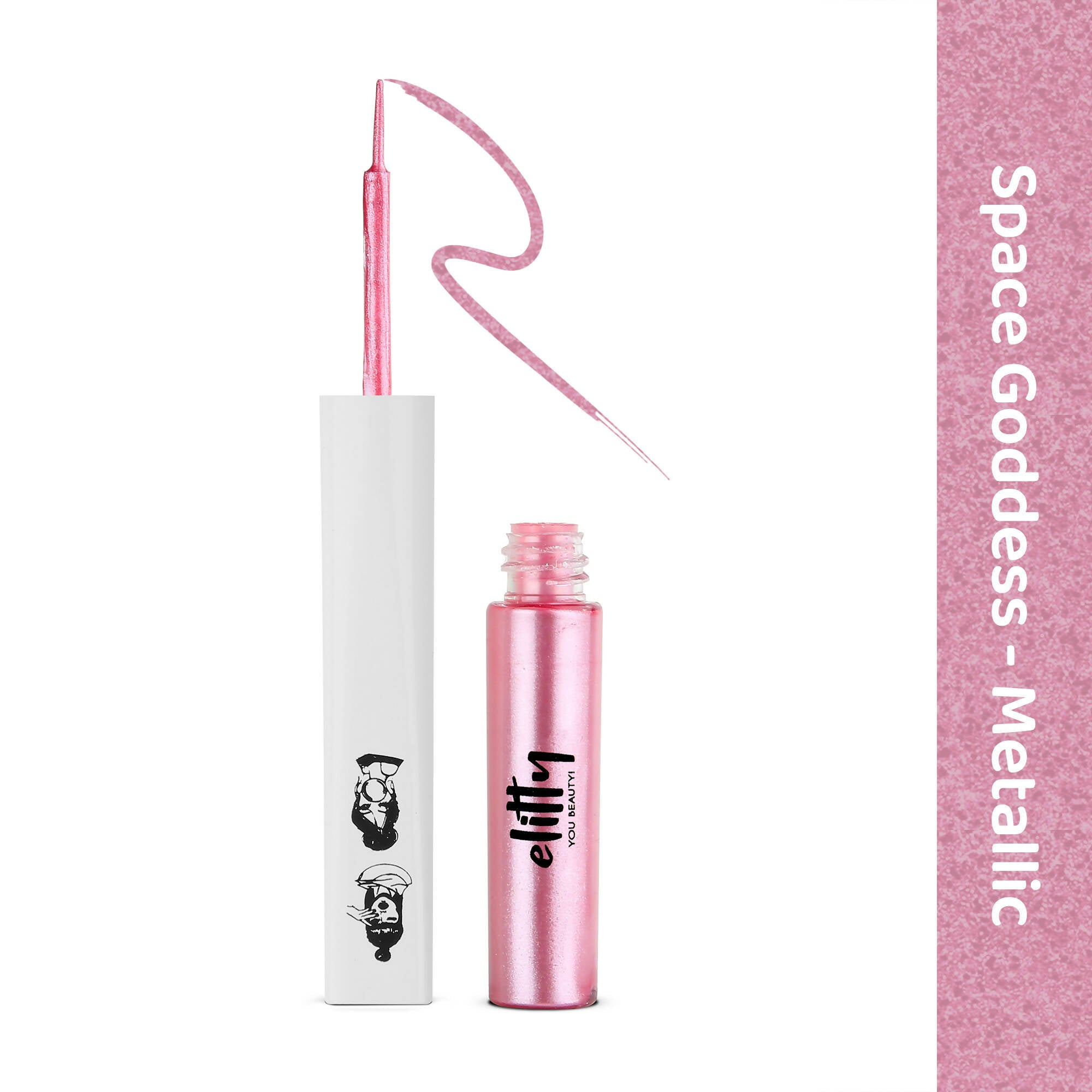 Elitty Pink Pop Color Metallic Finish Liquid Eyeliner - Space Goddess (Pink)