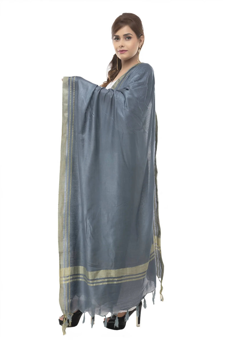 Mominos Fashion Moeza Slub Cotton Grey Dupatta