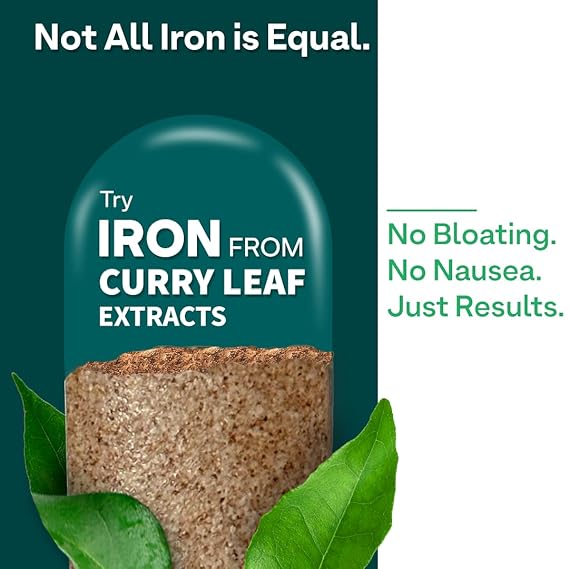 OZiva Iron Supplement with Folic Acid, Vitamin C & B12