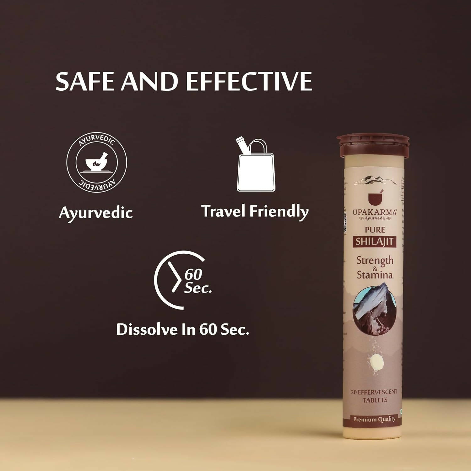 Upakarma Ayurveda Pure SJ Effervescent Tablets in 3 Unique Flavors (Pure SJ, Orange & Blueberry) Combo