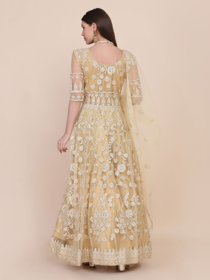 Aastha Cream Dupatta with Net top fabric Crepe Bottom fabric