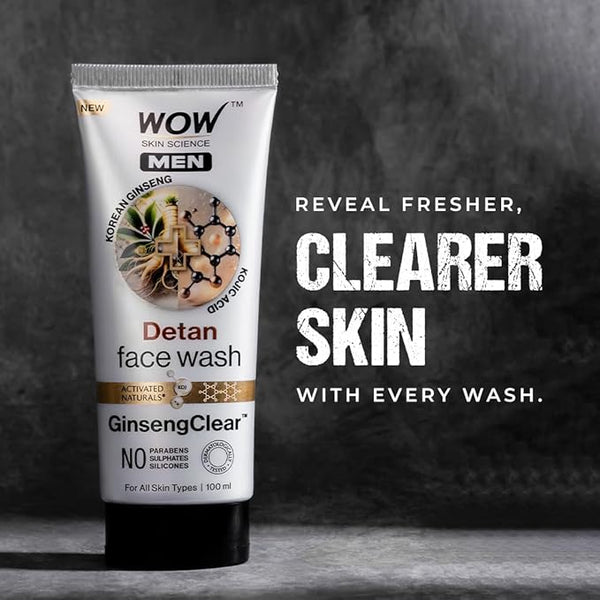 WOW Skin Science MEN KOREAN GINSENG + KOJIC ACID Detan Face Wash Gel 1