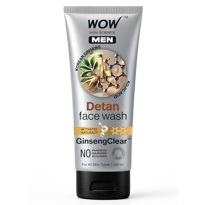 WOW Skin Science MEN KOREAN GINSENG + KOJIC ACID Detan Face Wash Gel 100 ml