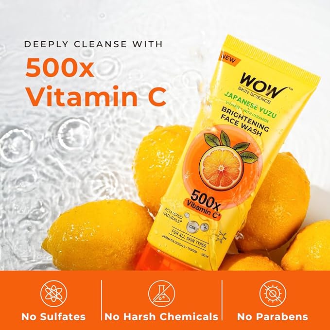 WOW Skin Science Japanese Yuzu + Vitamin C with Ceramide Brightening Face Wash
