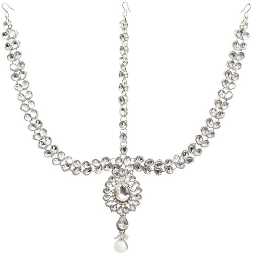 Tehzeeb Creation Platinum Plated Silver Polish Dulhan Bridal Jewelry Set 8 Pcs THZ385