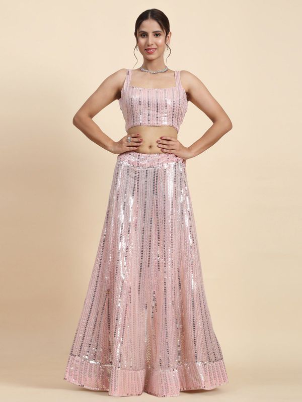 Aastha fashion off pink Lehenga Choli with faux georgette blouse fabric