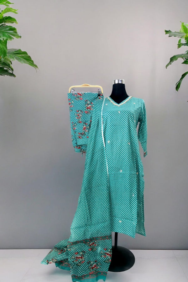 Suvesha - afghani salwar suit with dupatta - turquoise