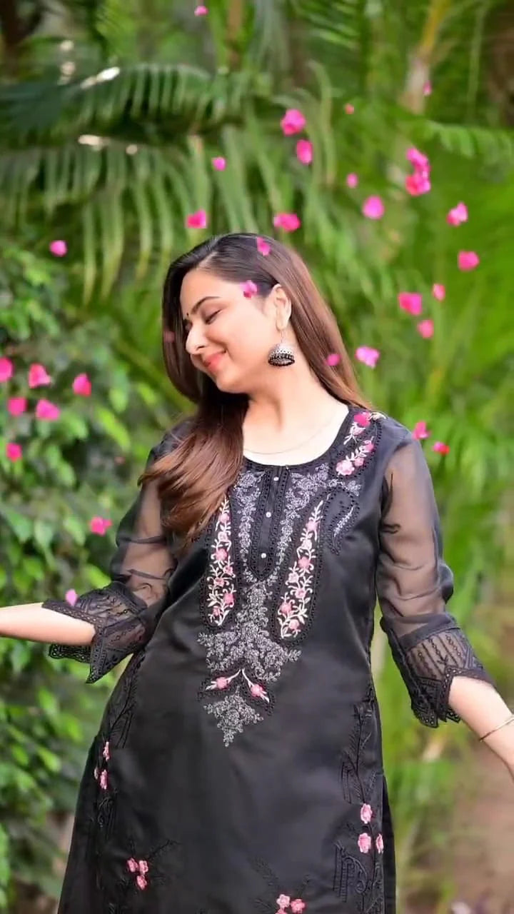 Suvesha Pakistani Style Suit - Black