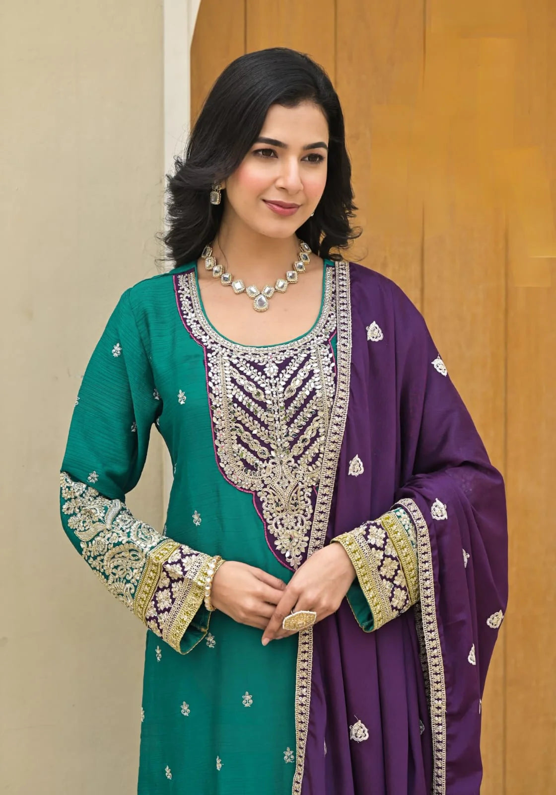 Suvesha Plazzo Suit Set With Beautifully Heavy Embroidery