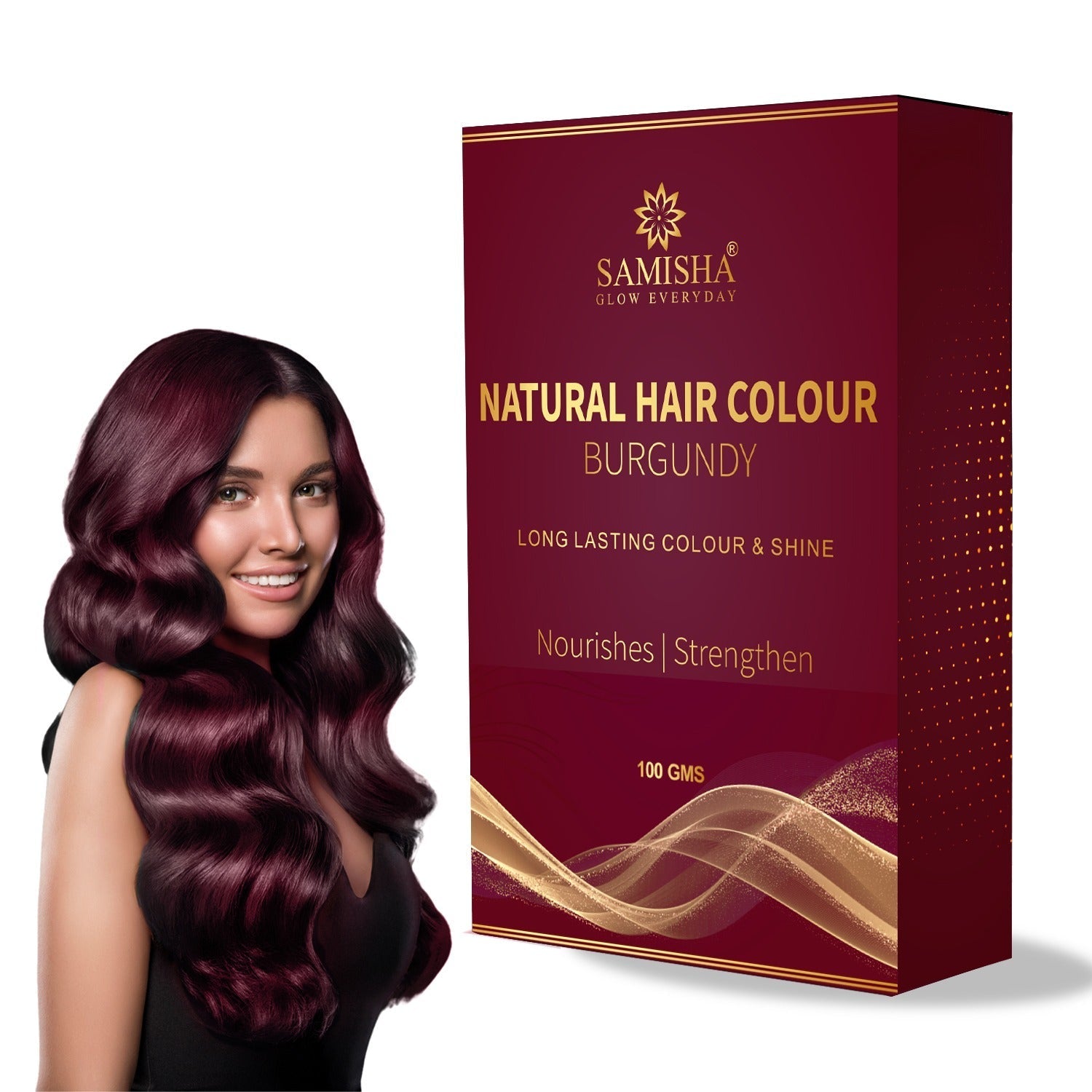 Samisha Burgundy Hair Colour Powder – Original & Organic Reddish Brown