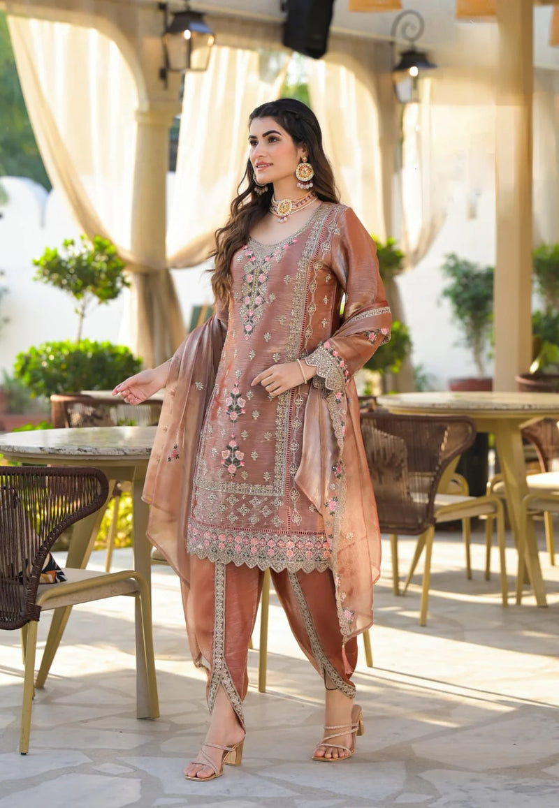 Suvesha Dhoti Suit Set With Heavy Embroidered Work Multi Work