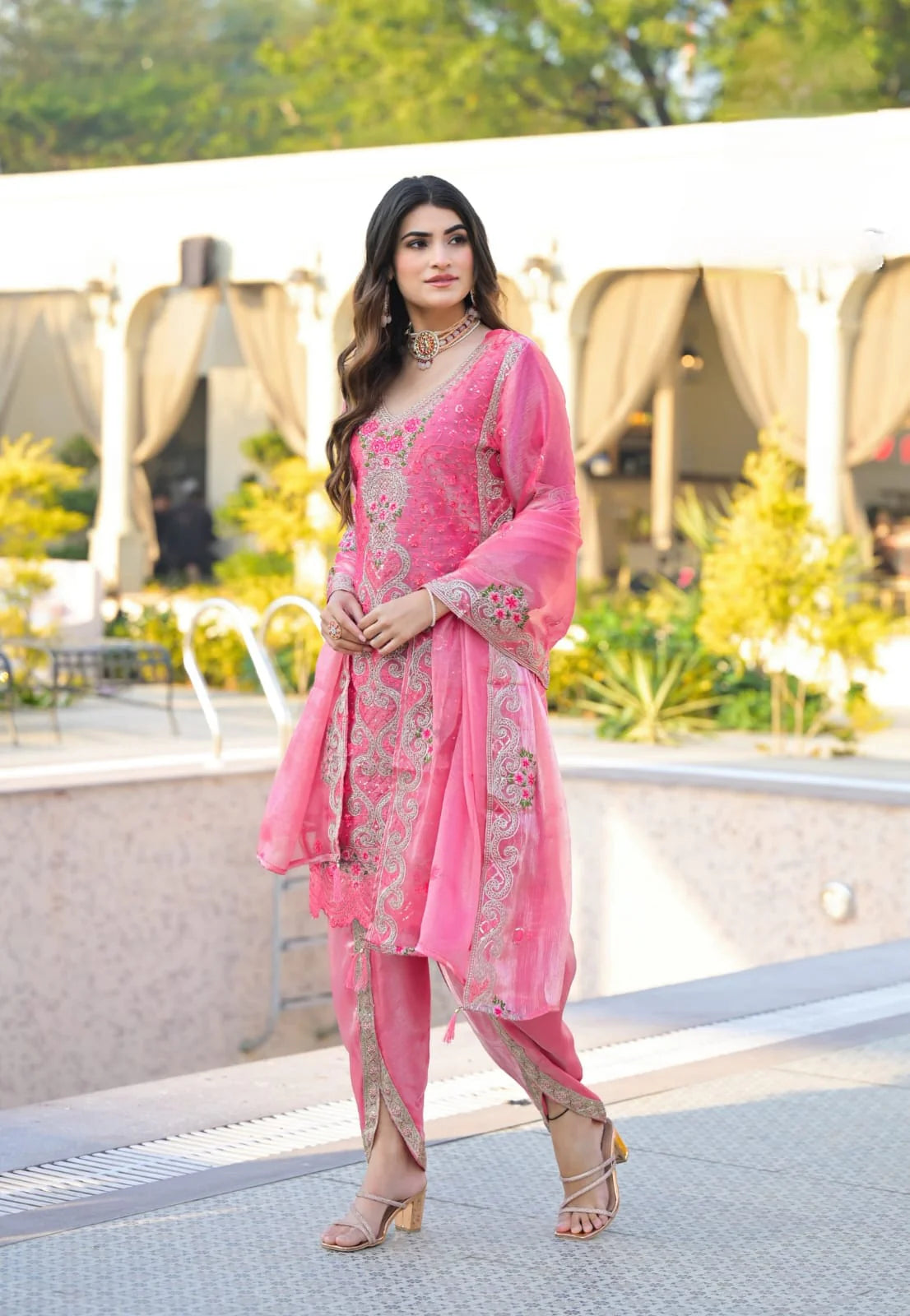 Suvesha Dhoti Suit Set With Heavy Embroidered Work Multi Work