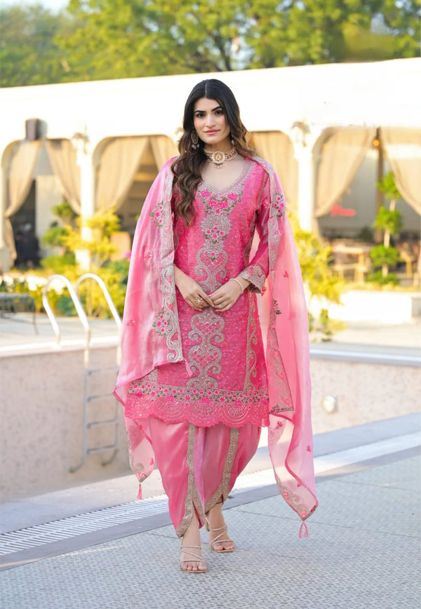 Suvesha Dhoti Suit Set With Heavy Embroidered Work Multi Work