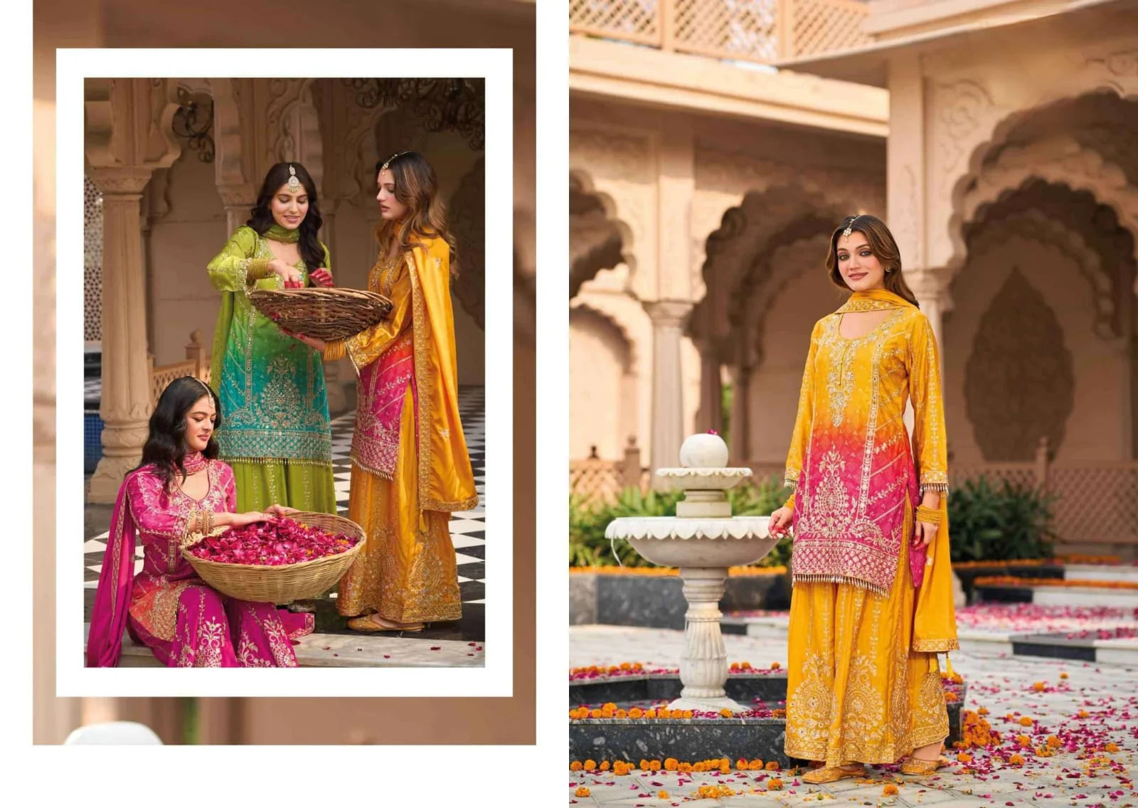 Suvesha Sharara Set With Heavy Embroidery & Mirror Work