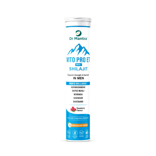 Dr Mantra Vito Pro ET Effervescent Tablets with Shilajit for Men's Health & Wellness| 15 Tablets
