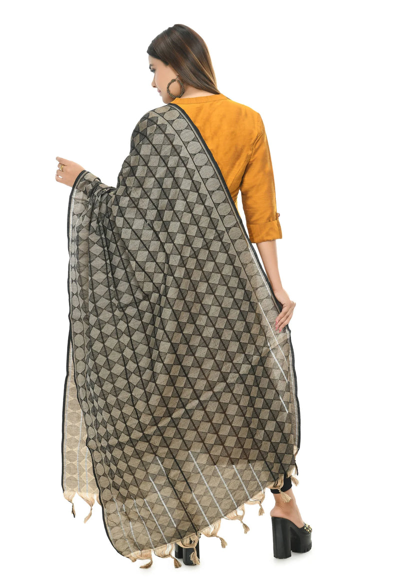 Mominos Fashion Moeza Handloom Black Color Cotton Dupatta