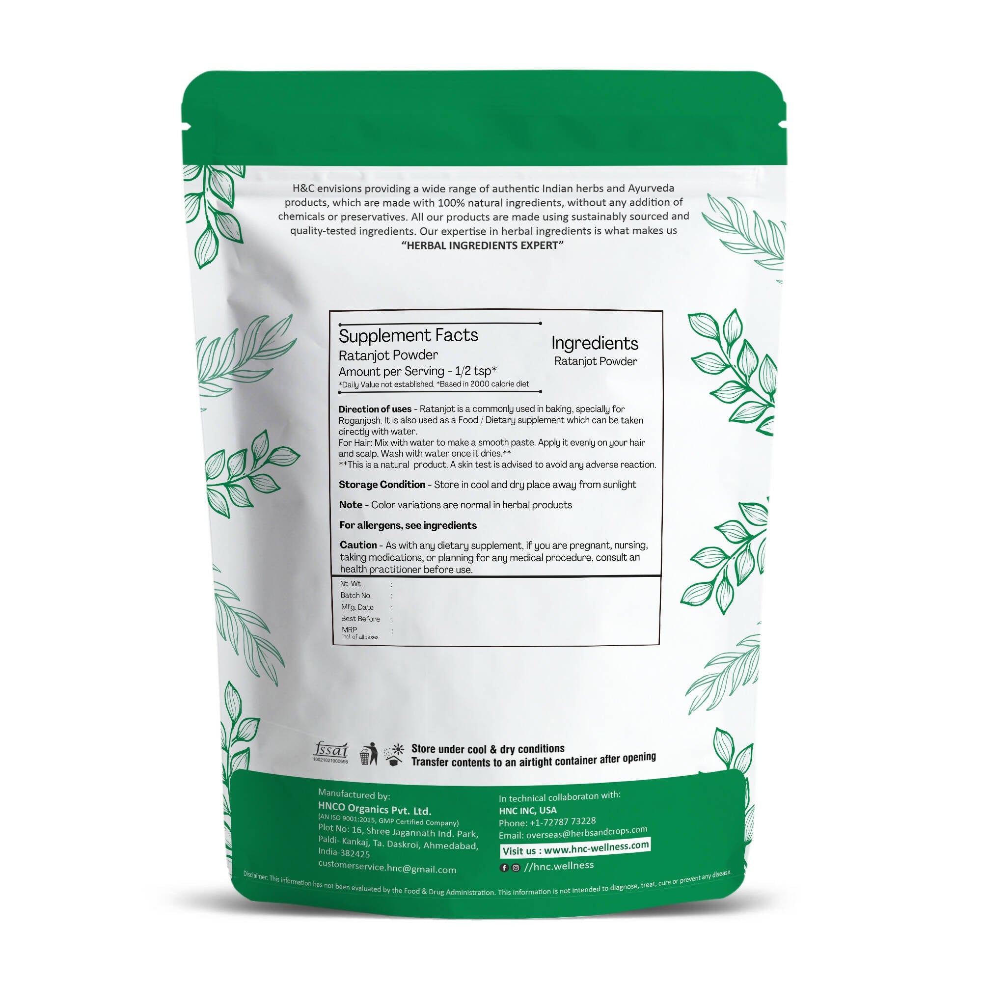 H&C Herbal Ratanjot Powder