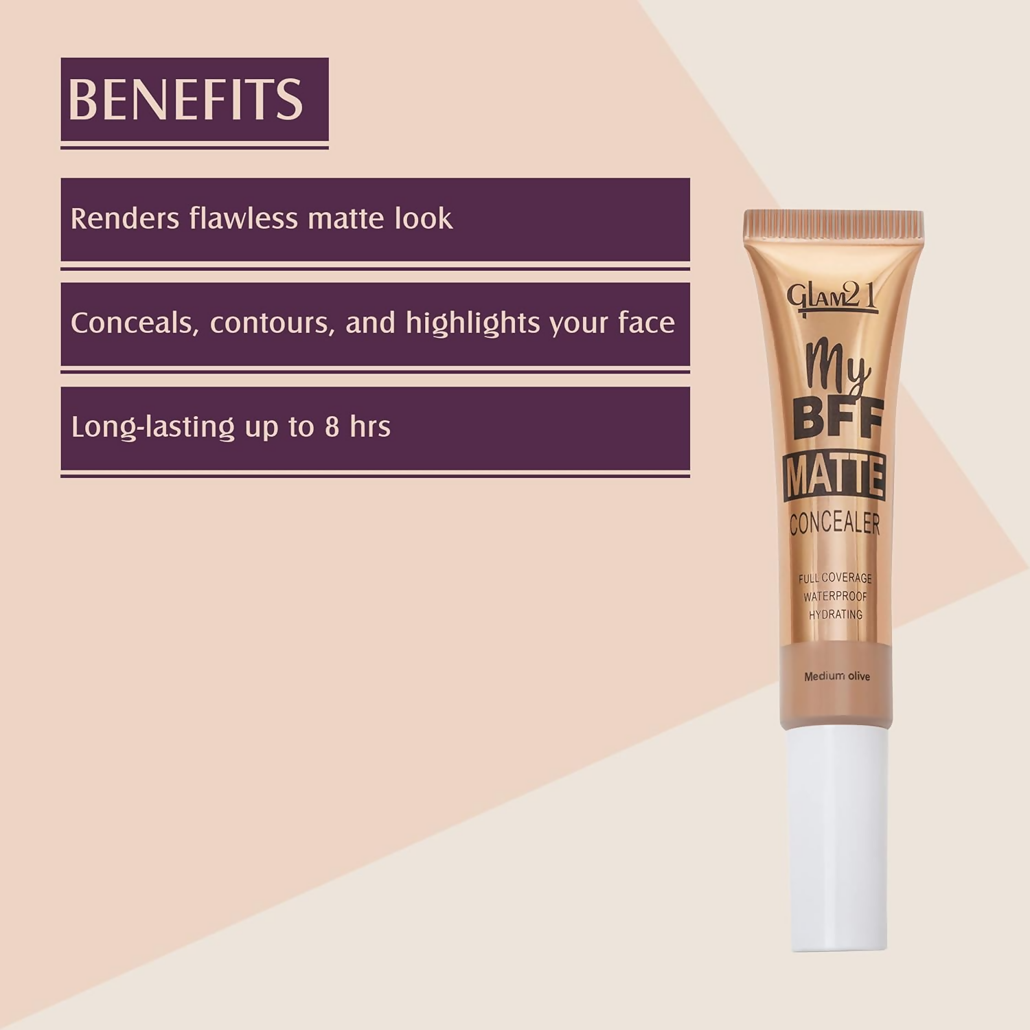 Glam21 My BFF Matte Liquid Concealer For All Skin Tone Matte Finish - Medium Olive