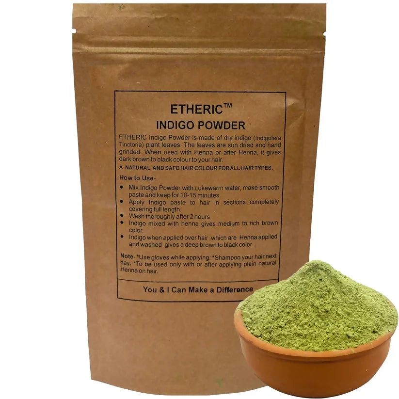 Etheric Indigo Leaves Powder for Chemical Free Natural Hair Colouring & Dye | Amonia Free