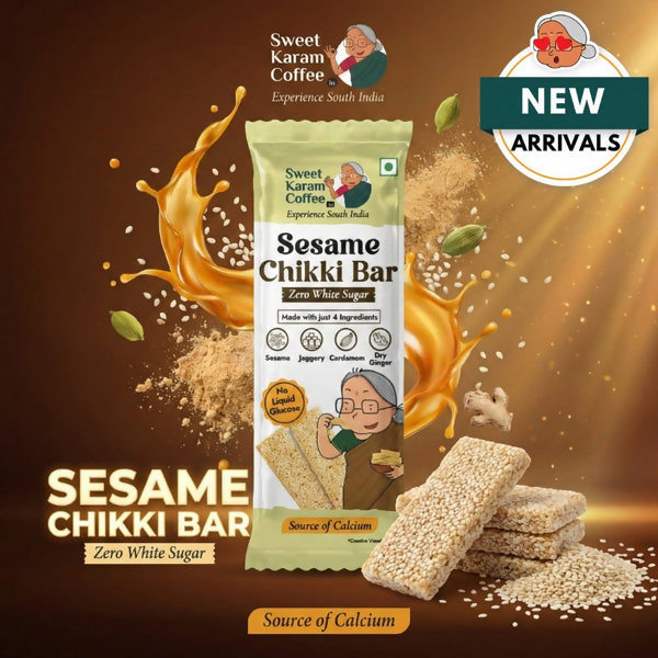 Sweet Karam Coffee White Sesame Chikki Bar (Zero White Sugar)