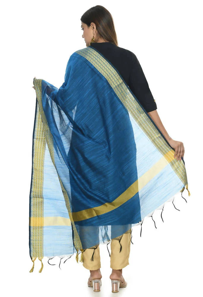 Mominos Fashion Blue Handloom Cotton Dupatta