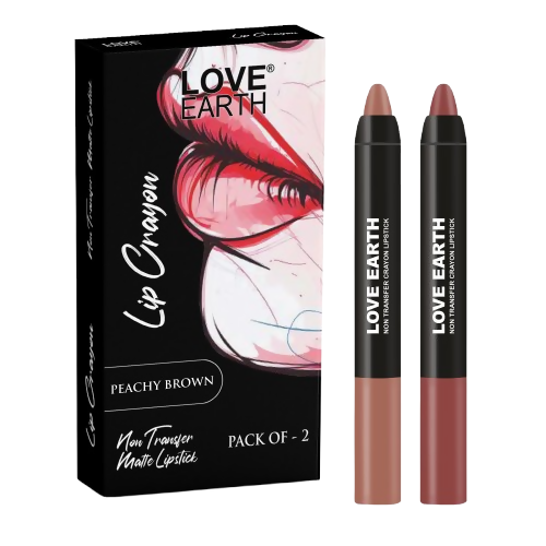 Love Earth Lip Crayon Non-Transfer Lipstick - Peachy Brown