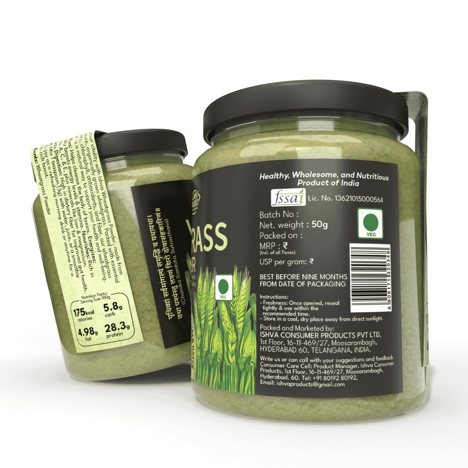 Ishva Wheatgrass Powder Pure & Natural Superfood Detoxifies, Supports Digestion & Promotes Vitality