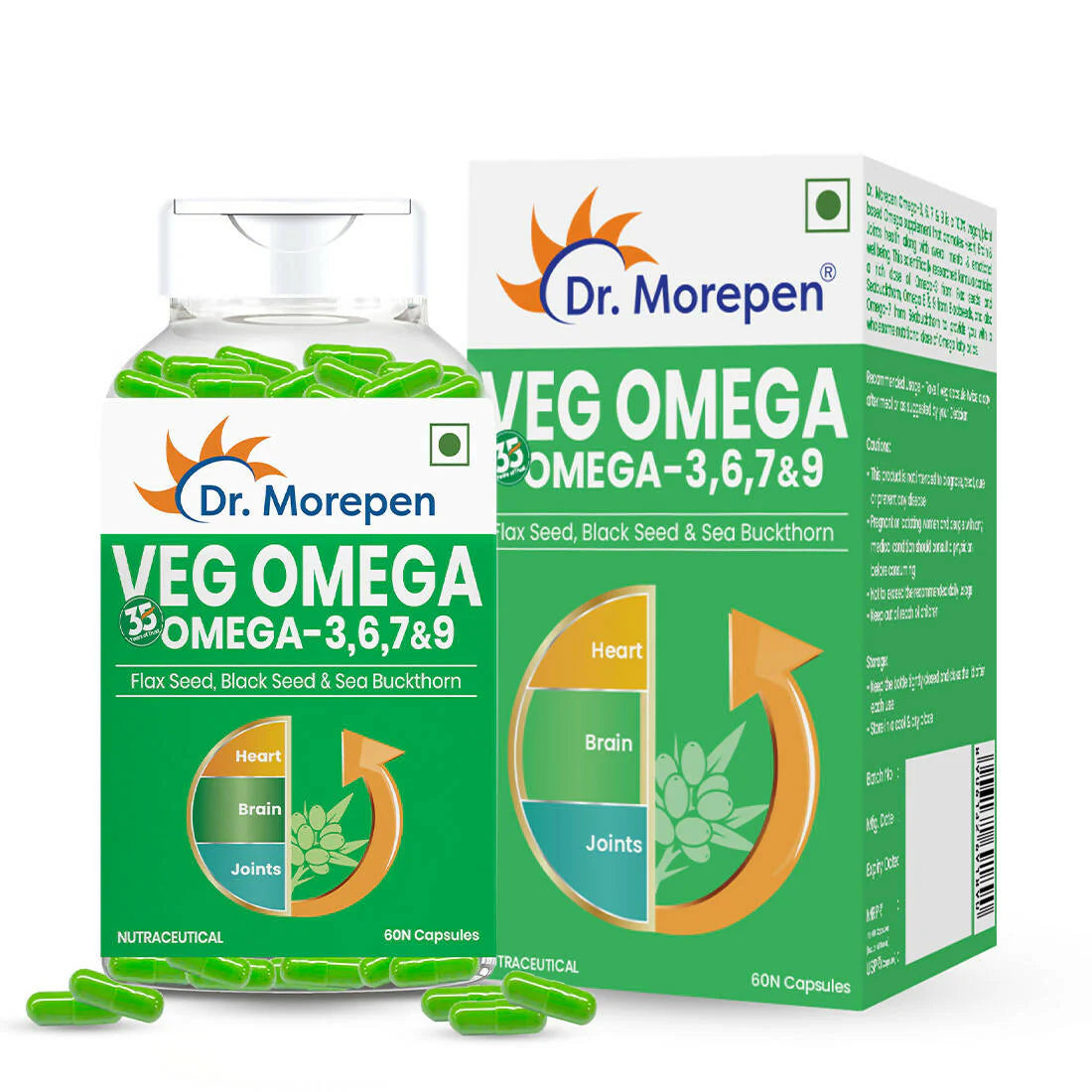 Dr. Morepen Veg-Omega Veg Capsules -Pack of 1 - 60 caps