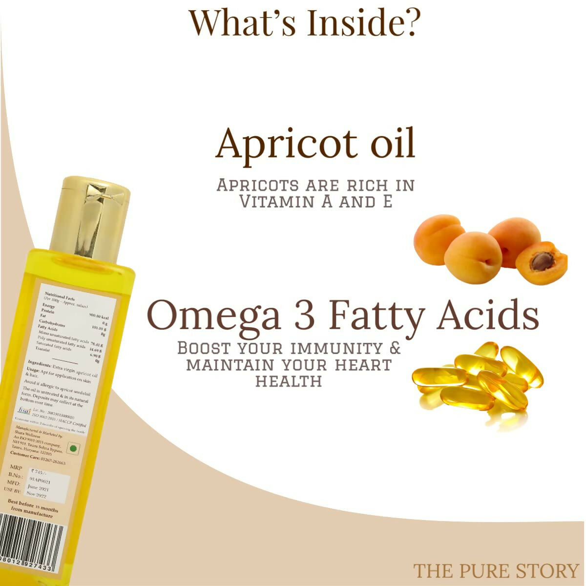 The Pure Story Natural Cold Pressed Apricot Hair Oil