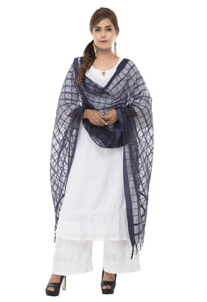 Mominos Fashion Navy Blue Cotton Square Dupatta