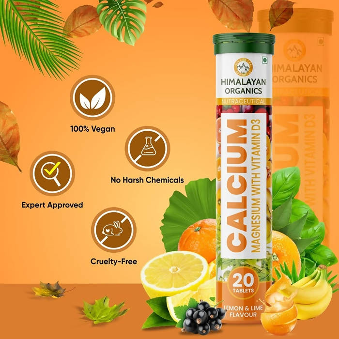 Himalayan Organics Calcium, Magnesium With Vitamin D3 Lemon & Lime Flavour Tablets
