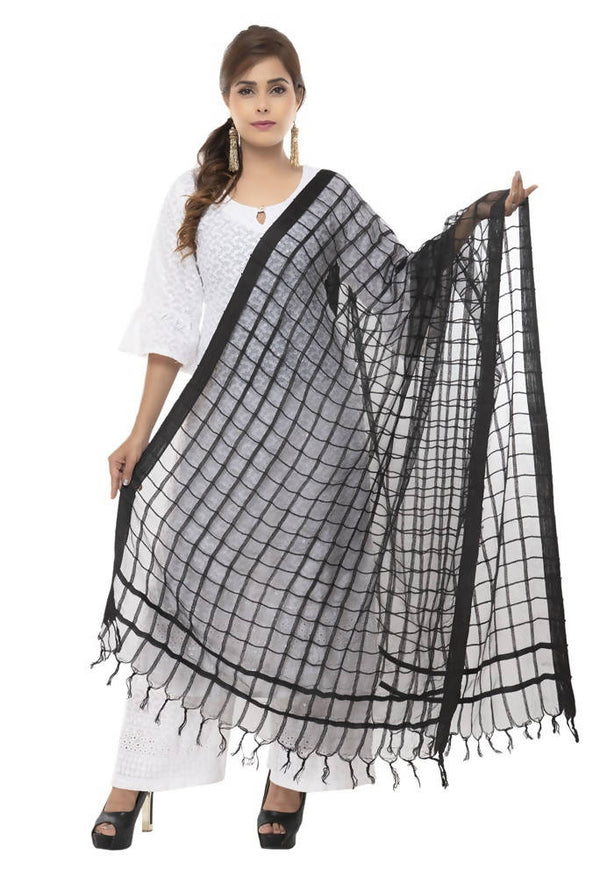 Mominos Fashion Black Cotton Square Dupatta