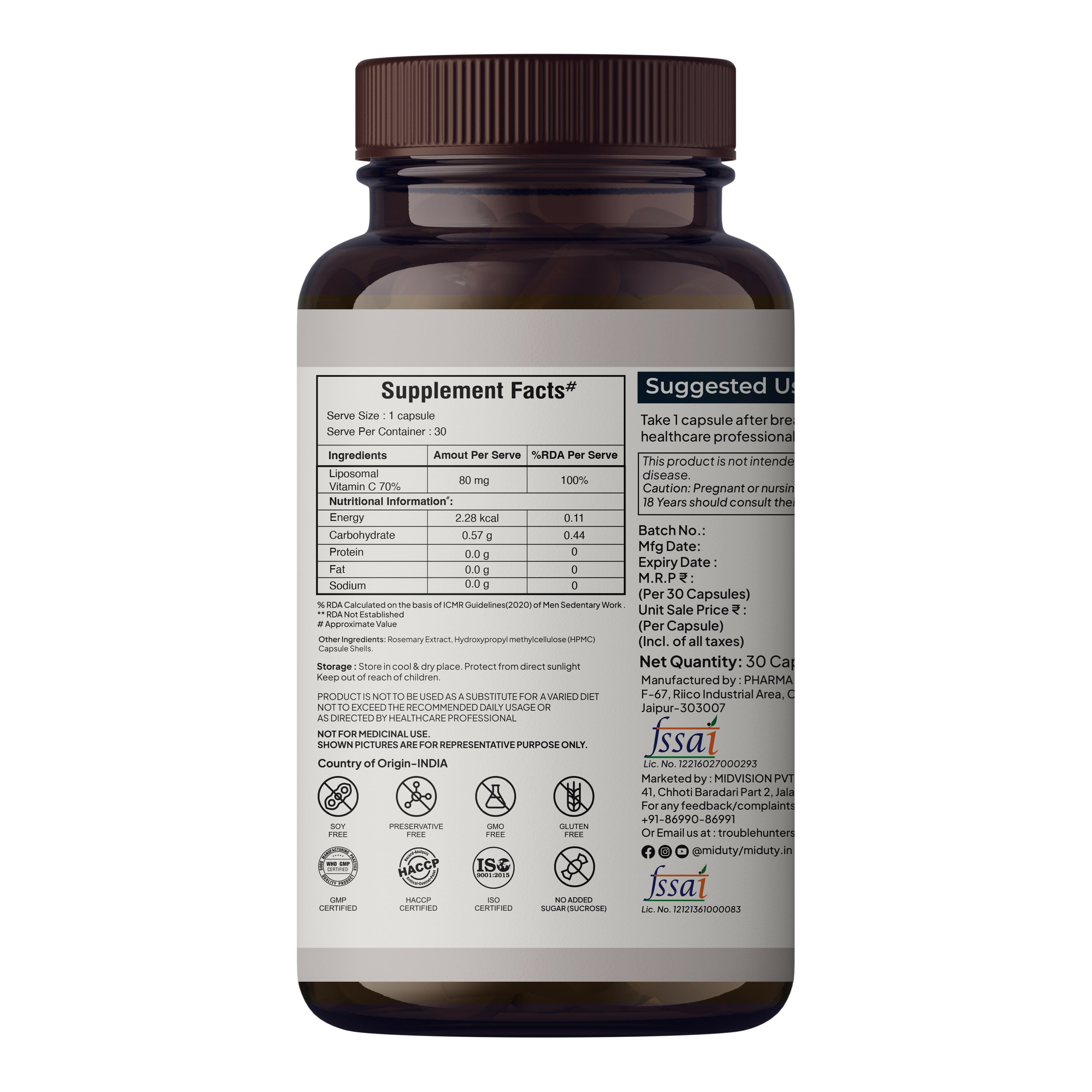 Miduty Liposomal Vitamin C - Immunity Booster Capsules