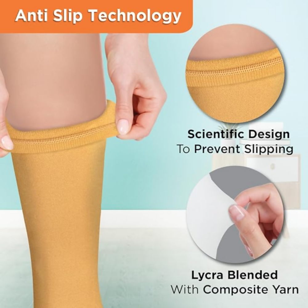 Vissco Medical Compression Stockings (Below Knee) - Beige - 1 Pair