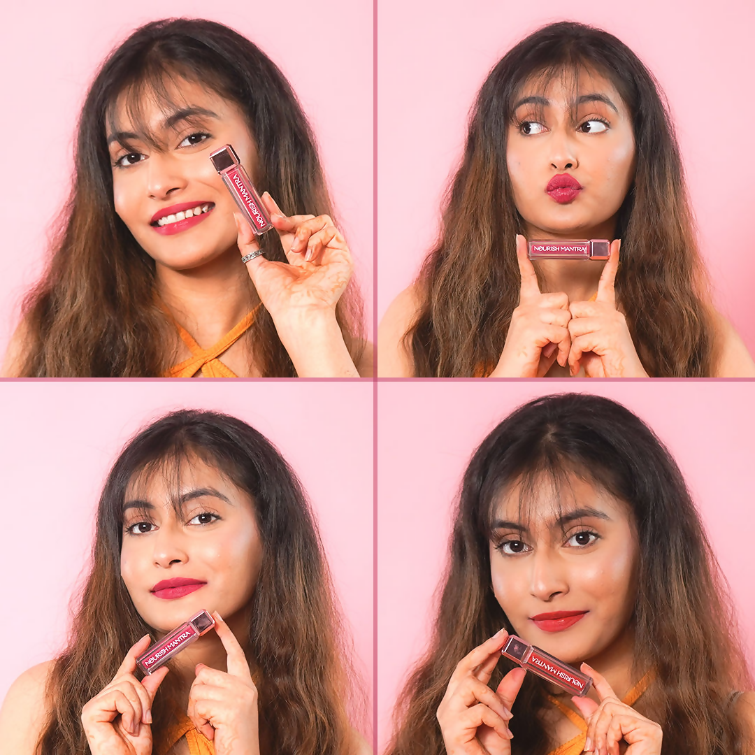 Nourish Mantra Liquid Lipstick Creamy Matte with SPF / Water Proof, Smudge Proof Shade -Tedha Medha Hazelnut