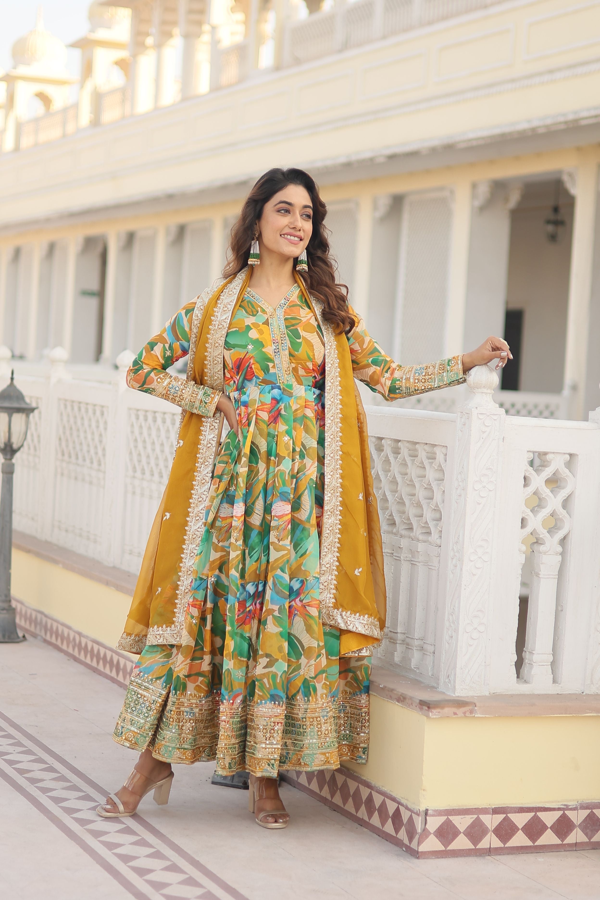 Aastha Multi Faux with Gown Russian silk
