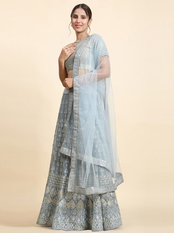 Aastha fashion off grey Lehenga Choli with faux georgette blouse fabric