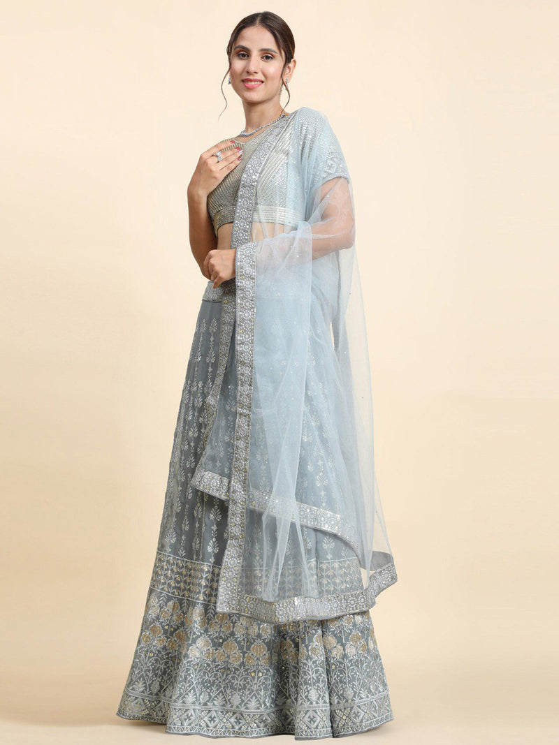 Aastha fashion off grey Lehenga Choli with faux georgette blouse fabric