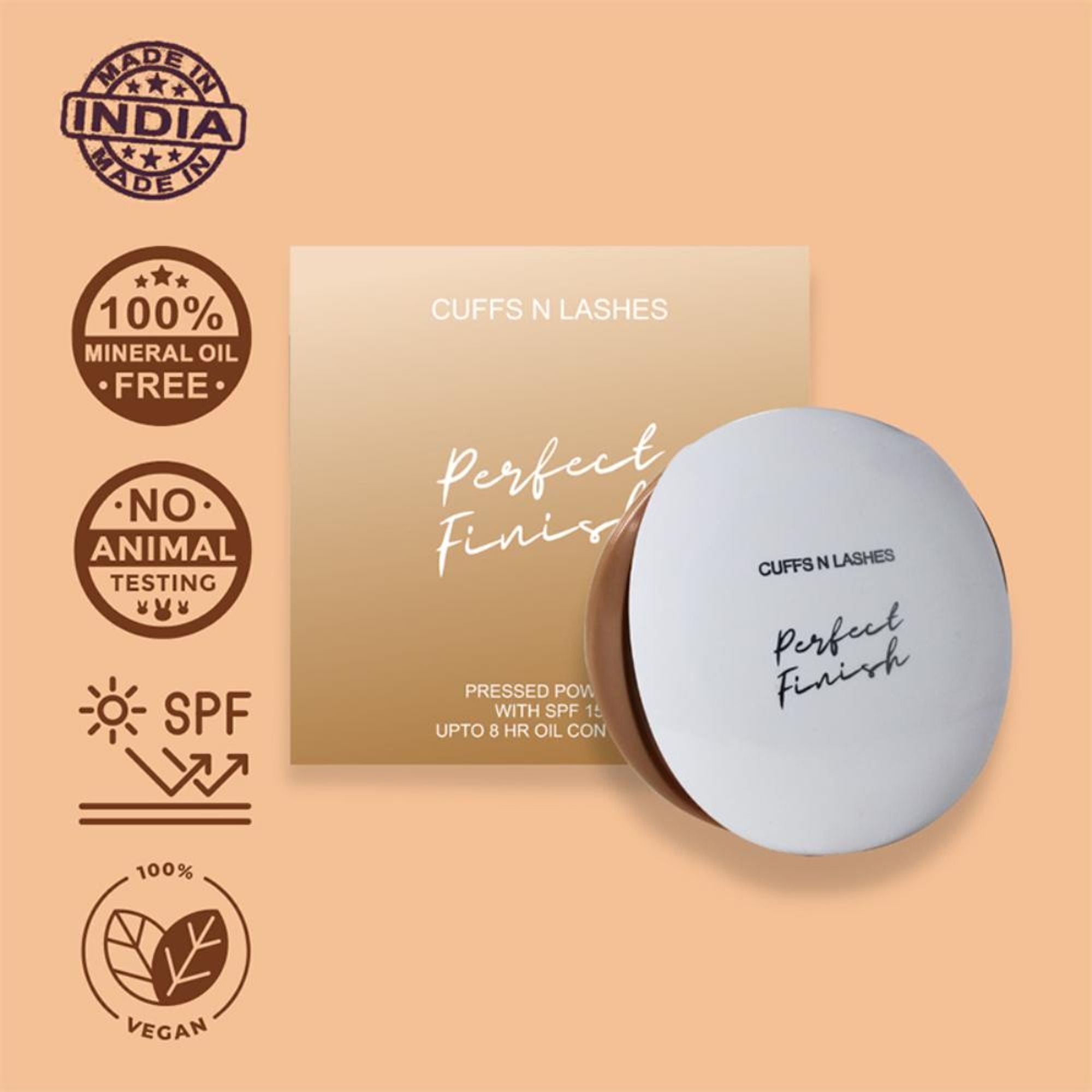 CUFFS N LASHES Perfect Finish Pressed Powder Compact With SPF 15 - 04 Golden Caramel