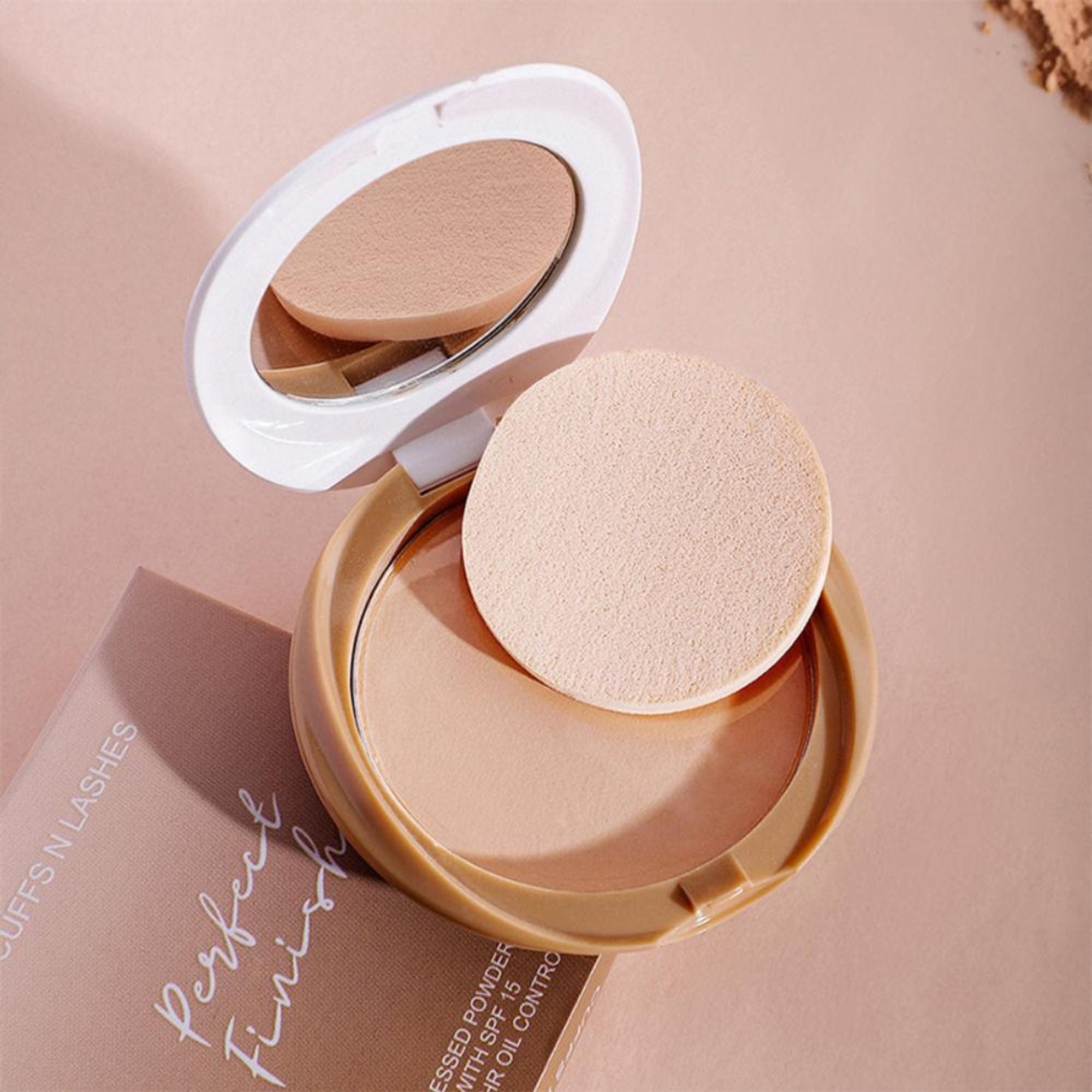 CUFFS N LASHES Perfect Finish Pressed Powder Compact With SPF 15 - 06 Medium