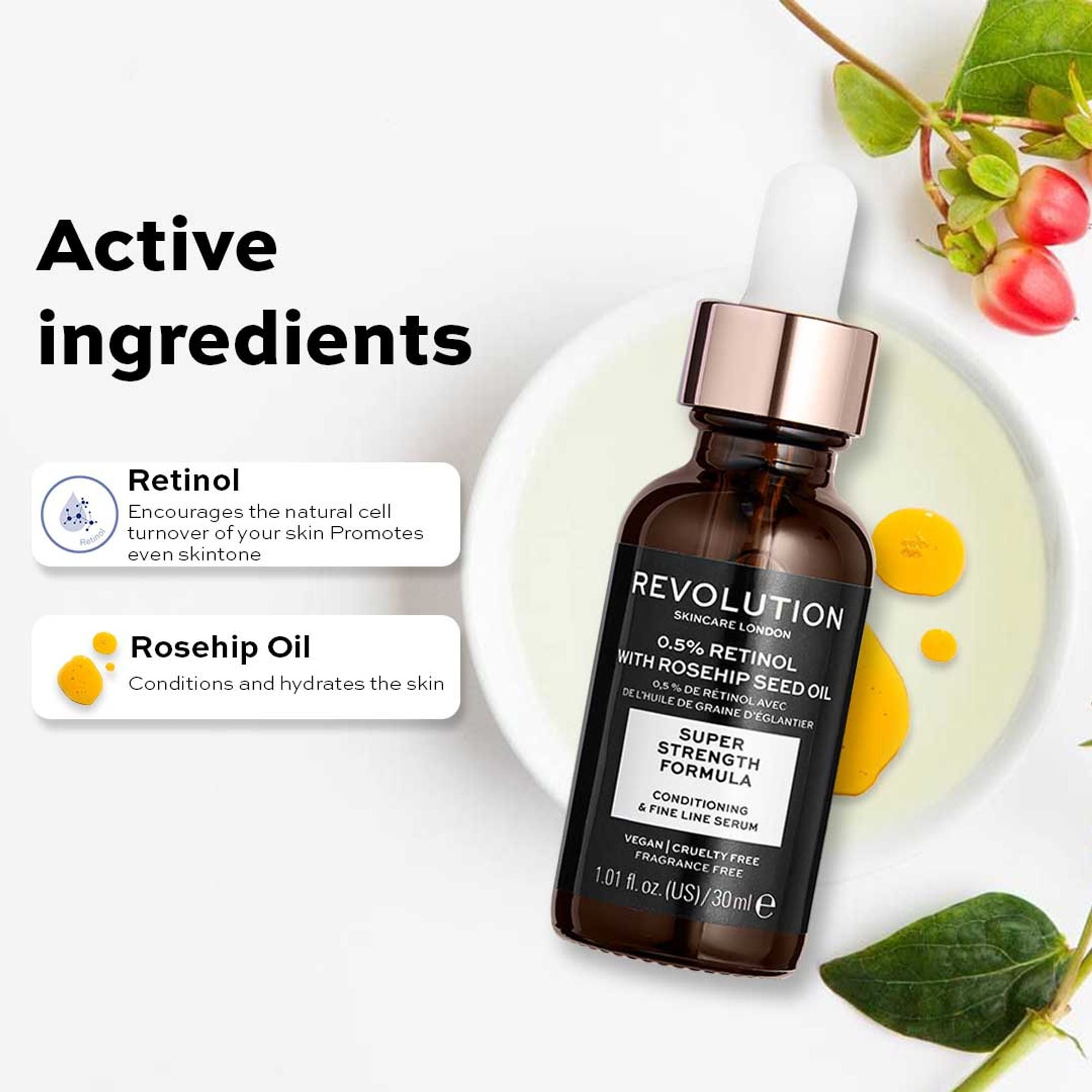Makeup Revolution Skincare 0.5% Retinol Super Serum With Rosehip Seed Oil