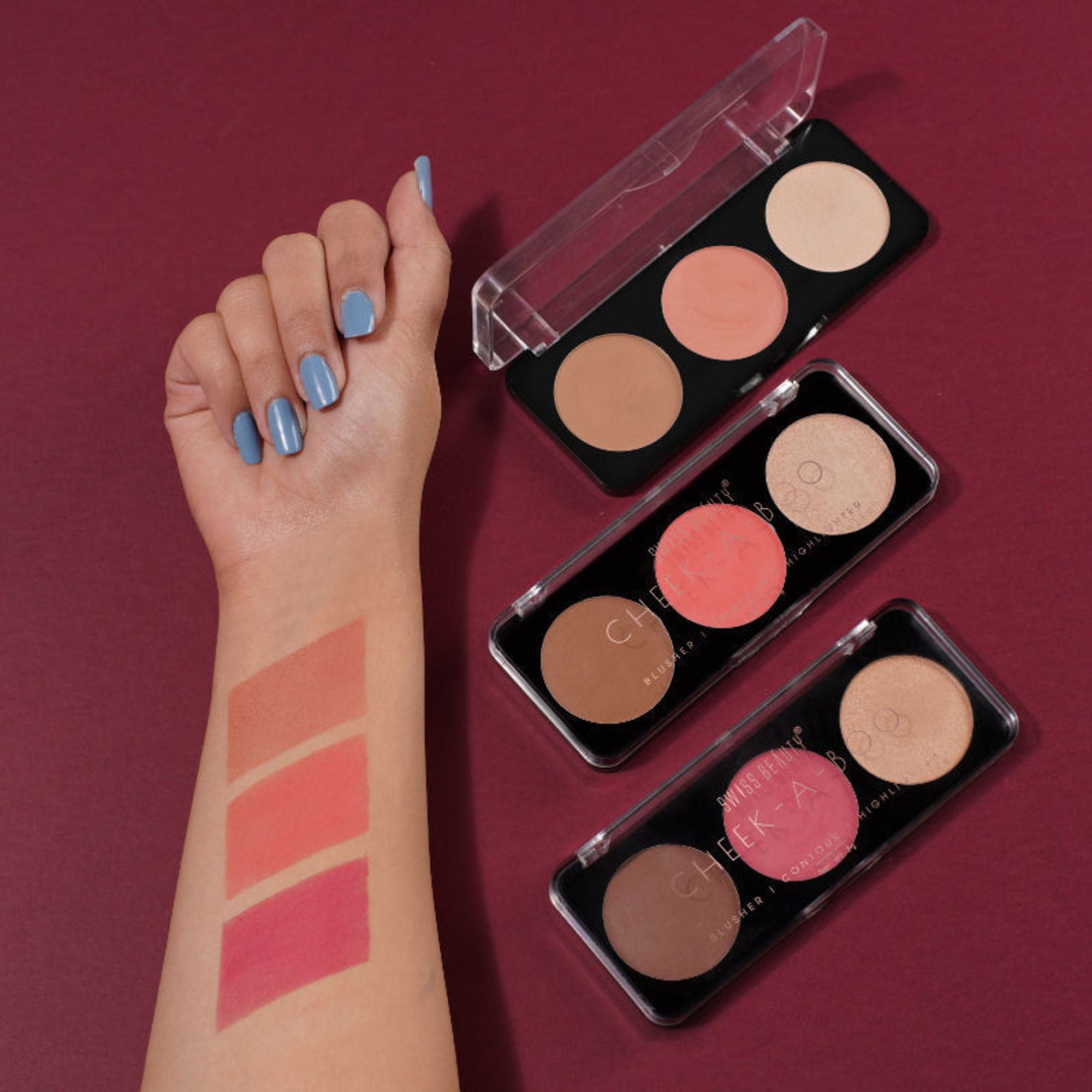 Swiss Beauty Cheek-A-Boo 3 In One Blushe Contour And Highlighter - 3