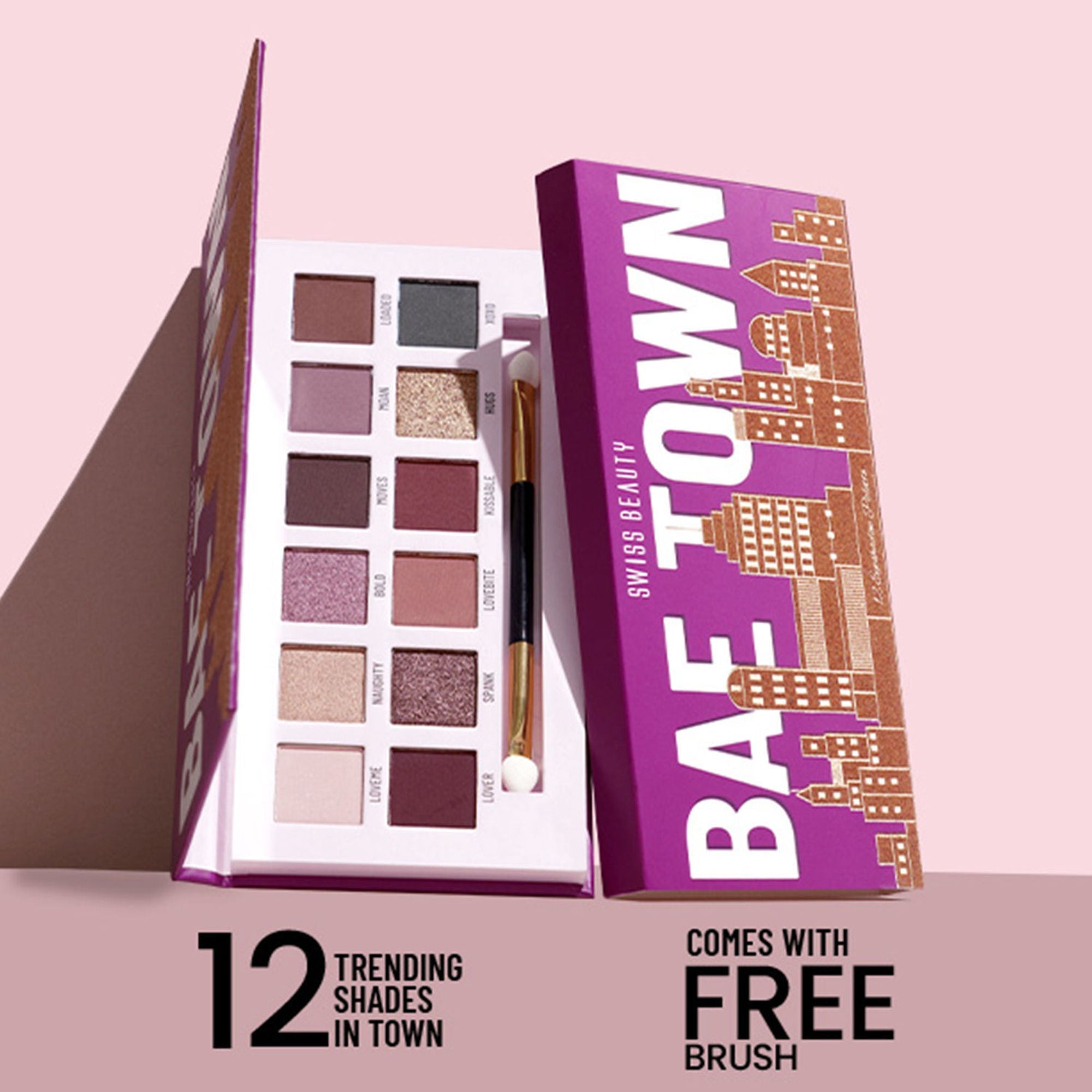 Swiss Beauty Bae Town 12-In-1 Comes Eyeshadow Palette With Eye Brush - 01 Lover Girl