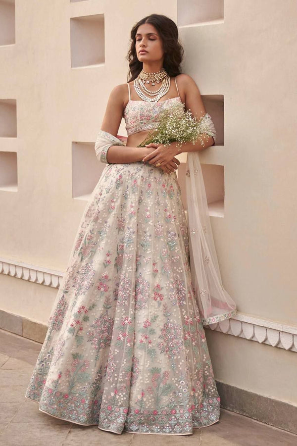 Aastha fashion Nevy Blue Foux Georgette lehanga blouse Embroidery Work - Prithvi Mart
