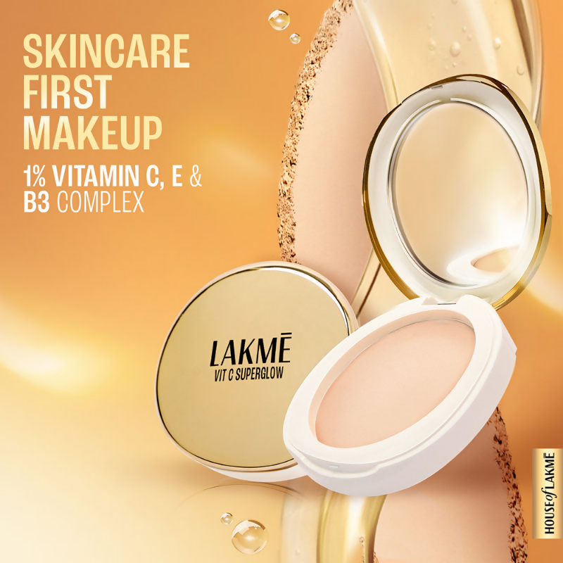 Lakme Vitamin C Superglow Skin Perfecting Compact with 1 % Vit C - Walnut