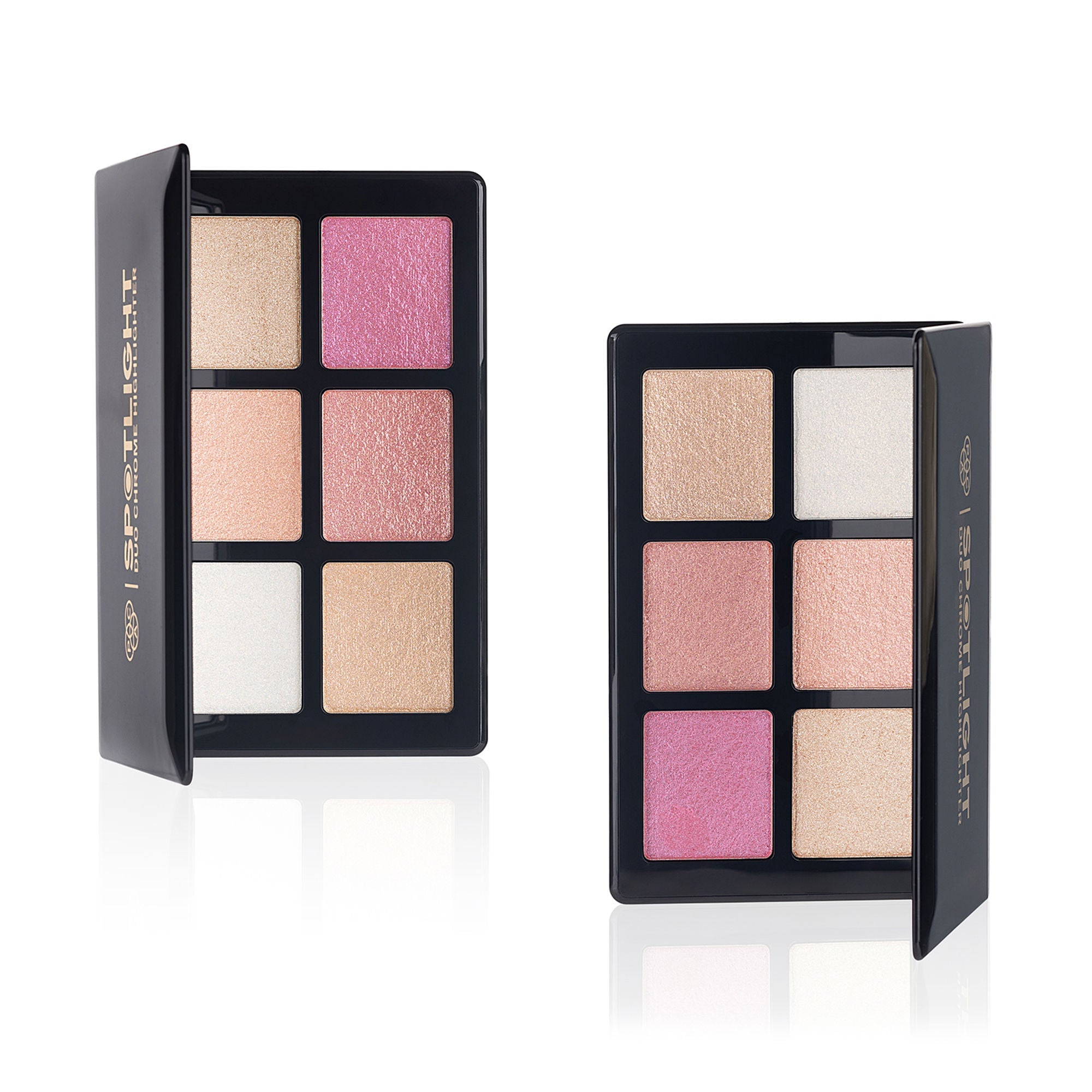PAC Studio Spotlight Duo Chrome Highlighter Palette - Silky Smooth Blendable Multi Chromes, Intense Payoff