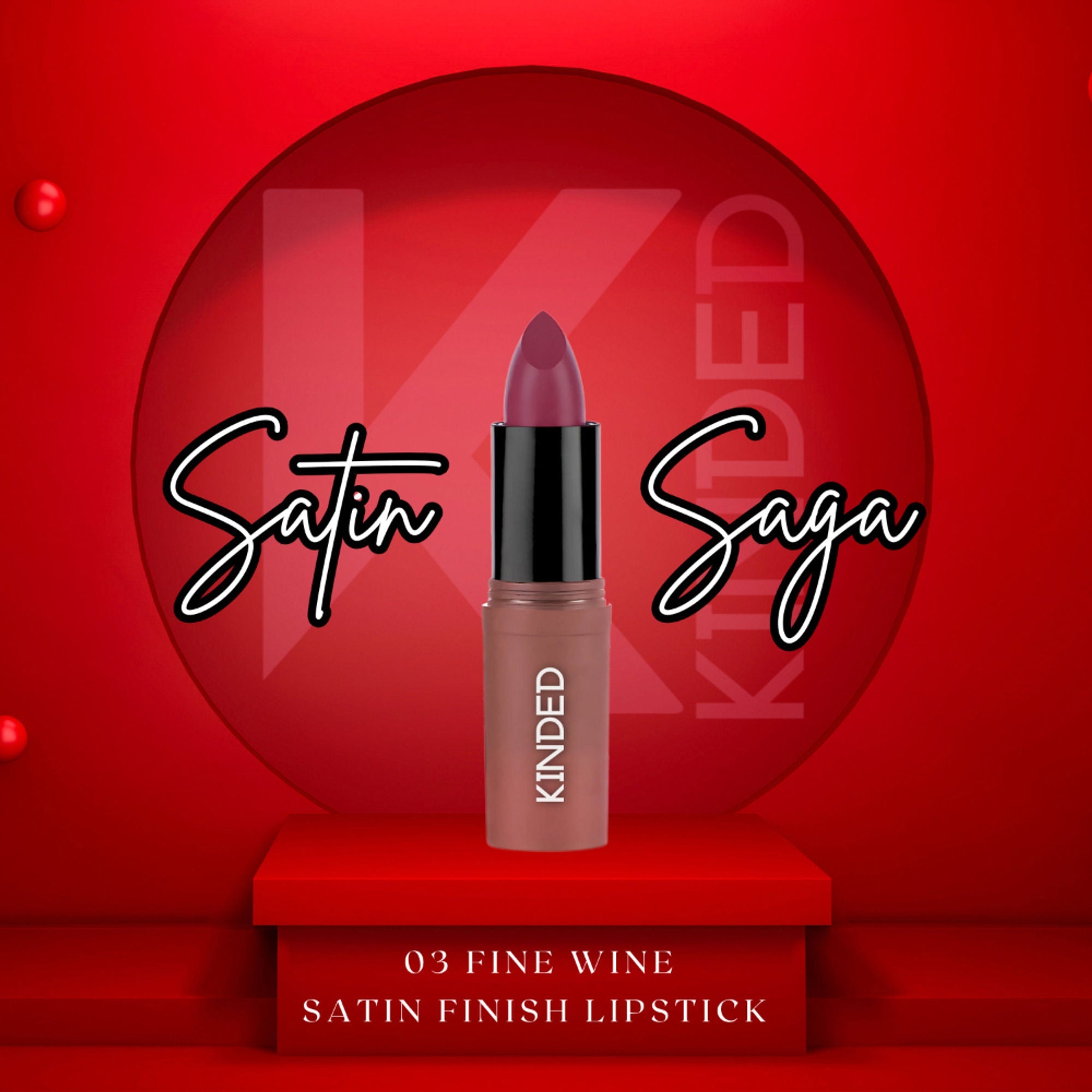 KINDED Satin Saga Bullet Creamy Lipstick With Satin Finish & Vitamin E - 03 Fine Wine