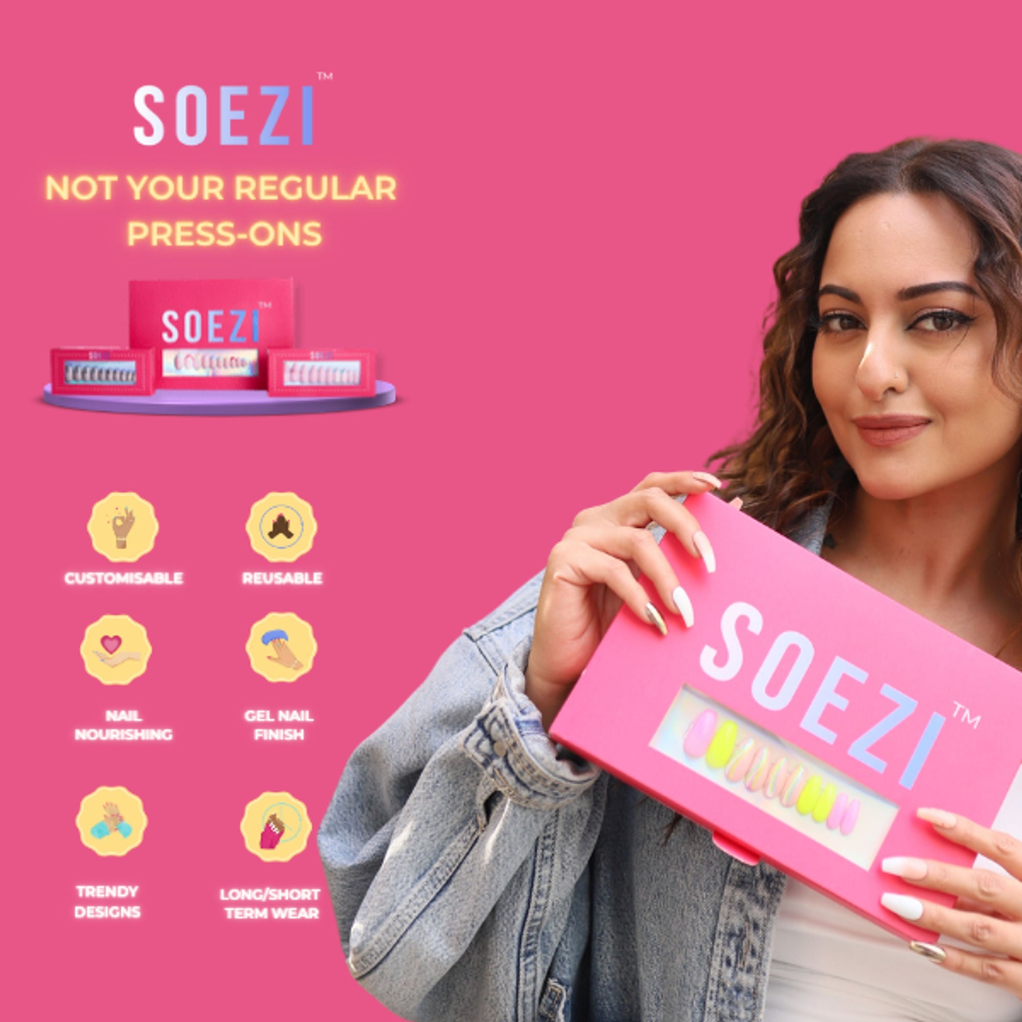 SOEZI Blue Bird Reusable Press On Nails - Ready To Wear Kit